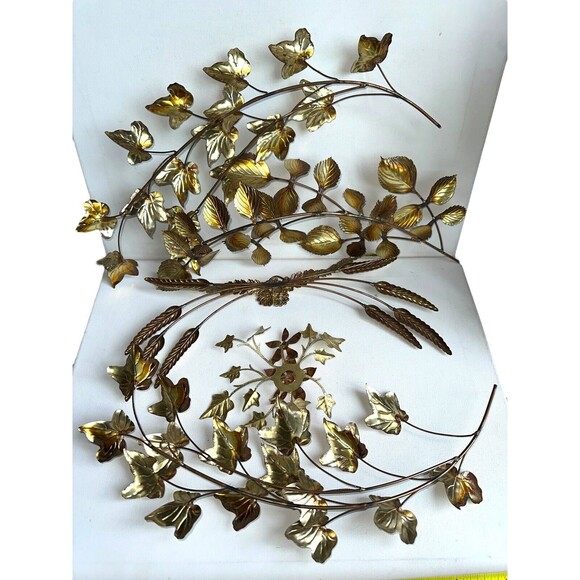 Vintage MCM Brass Copper Metal Flower Wall Art Decor Set of 5 Mid Century Modern - Picture 2 of 13